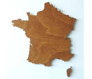 houten landkaart Frankrijk met regio's